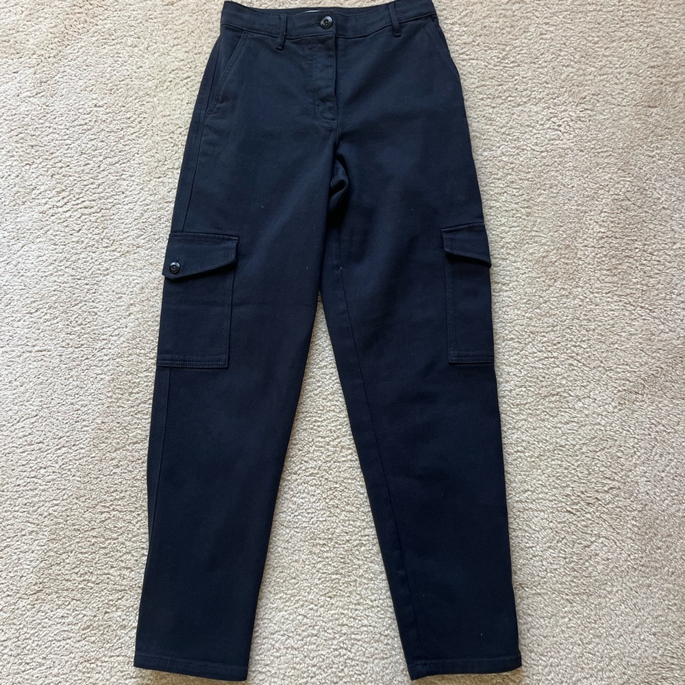 Aritzia Wilfred Free Black Cargo Jeans Straight Leg High Rise Pants Women's 4